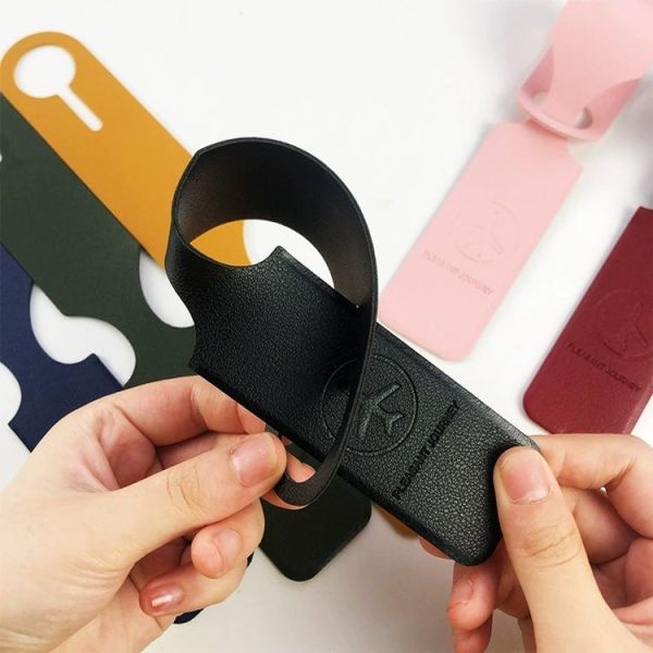 Travel Boarding PU Leather Name ID Address Holder Portable Suitcase Identifier Label