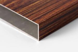 China 6063 powder coating wood grain aluminium square tube profile for furniture decoration on sale
