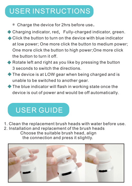 2 In 1 Facial Beauty Device Nylon Hair USB Electric Rotating Cleansing