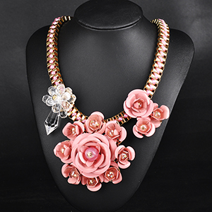 Hot Sale Fashion new multi color flower necklaces pendant chunky statement necklace