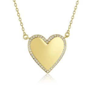 Quality White CZ Heart Necklace 16" Personalised Love Heart Necklace wholesale