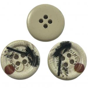China Silk Printed Fancy Plastic Buttons 4 Hole In 28L For Shirt Coat on sale