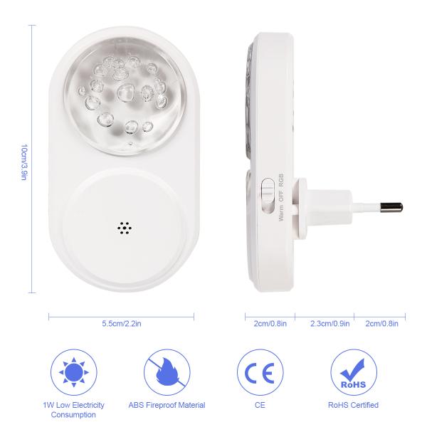 Foldable CE Color Changing Night Light Plug In Night Lamp With Dusk To Dawn