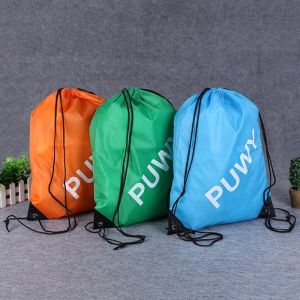 210D Polyester Bundle Pocket Reusable Grocery Tote Bags Nylon Drawstring