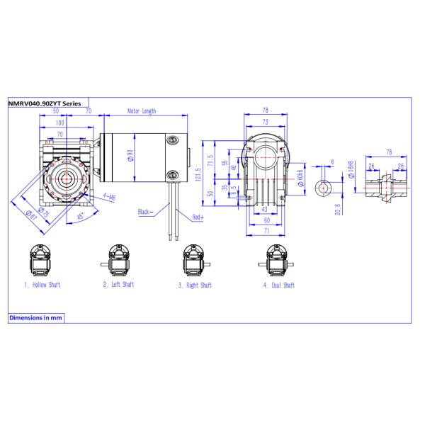 NMRV040.90ZYT Big Torque Motorized Worm Gear DC Electric Worm Gear Motor 12 Volt 24 Volt