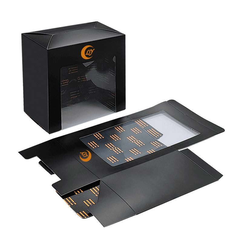 Black Tuck Top Boxes Retail Paper Box Packaging For Baseball Cap With Display Window