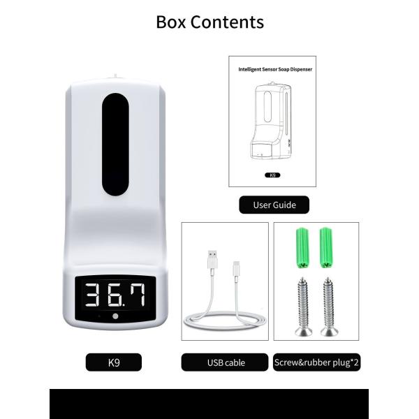 Intelligent Sensor Touchless Sanitizer Soap Dispenser Machine with Temperature Measurement,Wall Mount Soap Dispenser