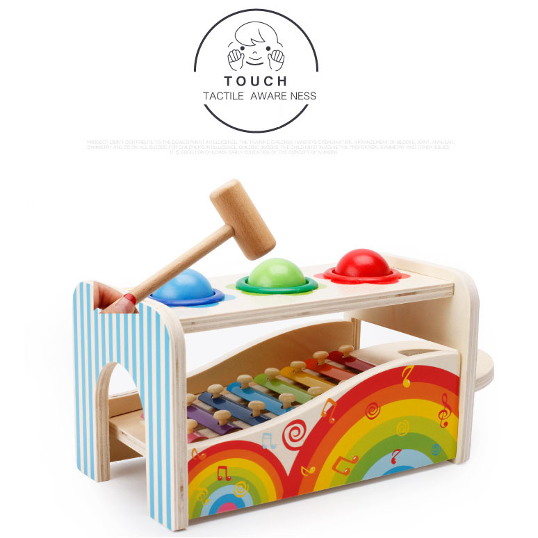 Unisex Developmental Montessori Toy Hammering Pounding Xylophone for Baby Toddler Kids