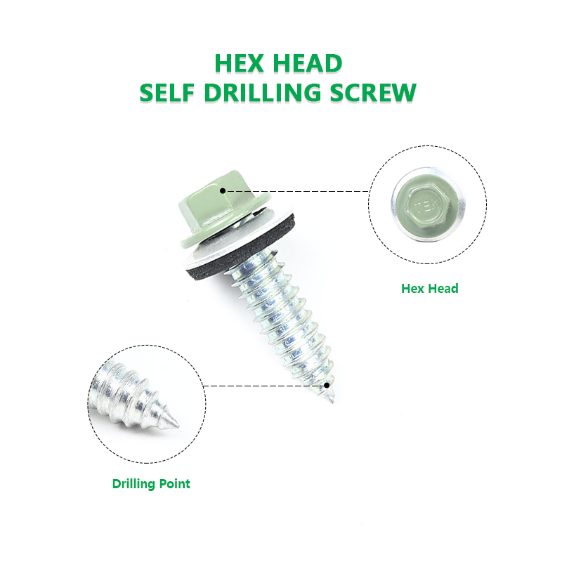 100% QC Test Zinc Alloy Coated 11/32x1/4'' Hex Head Sheet Metal Screw for Skylight