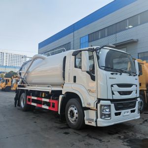 China ISUZU Sewage Suction Truck 15000L Vacuum Sewage Tanker Truck For Industrial Waste on sale