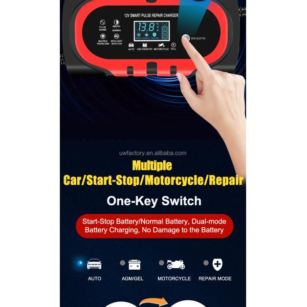 90% Charging Efficiency 12V Intelligent Pulse Repair Battery Charger for Electric Vehicle E-bike Scooter 4-100ah Battery Pack