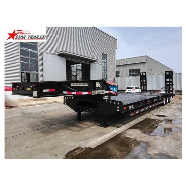 60-100 Tons Goosneck Pipe Transport Trailer Hydraulic Ramp Low Bed Type
