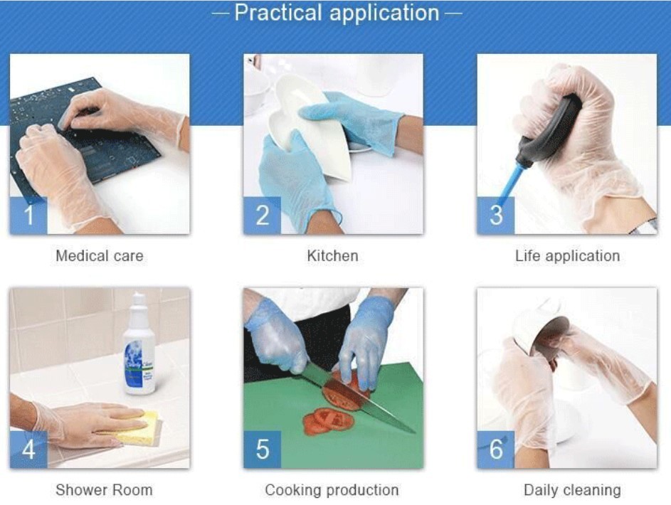 Disposable medical examination powder free vinyl gloves AQL 1.5