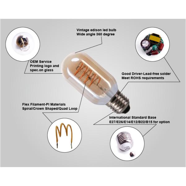 2700K Dimmable LED Edison Bulbs 4W 6W T45 Filament Bulb