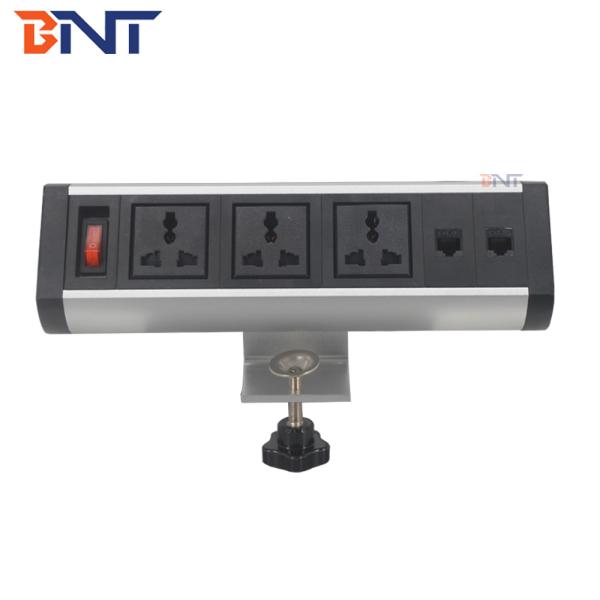 Aluminum Alloy Clamp On Desk Multimedia Socket For Meeting Room / Training Room