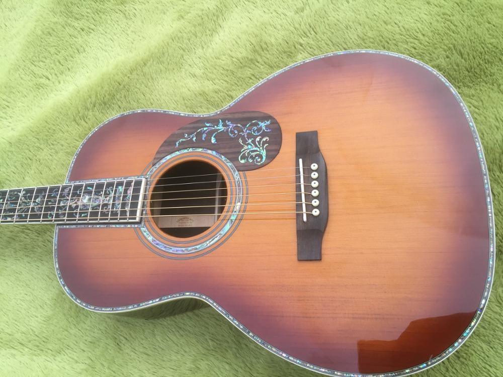 Custom 000 Deluxe classic acoustic guitar,Solid Spruce top,Real Abalone binding,39 inch Ebony fingerboard Guitar