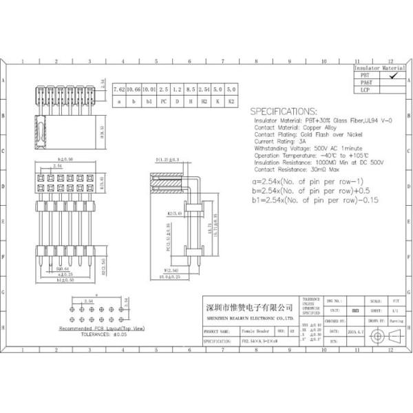 2.54mm Right Angle Female Header Dual Row Pin Connector Three Plastic