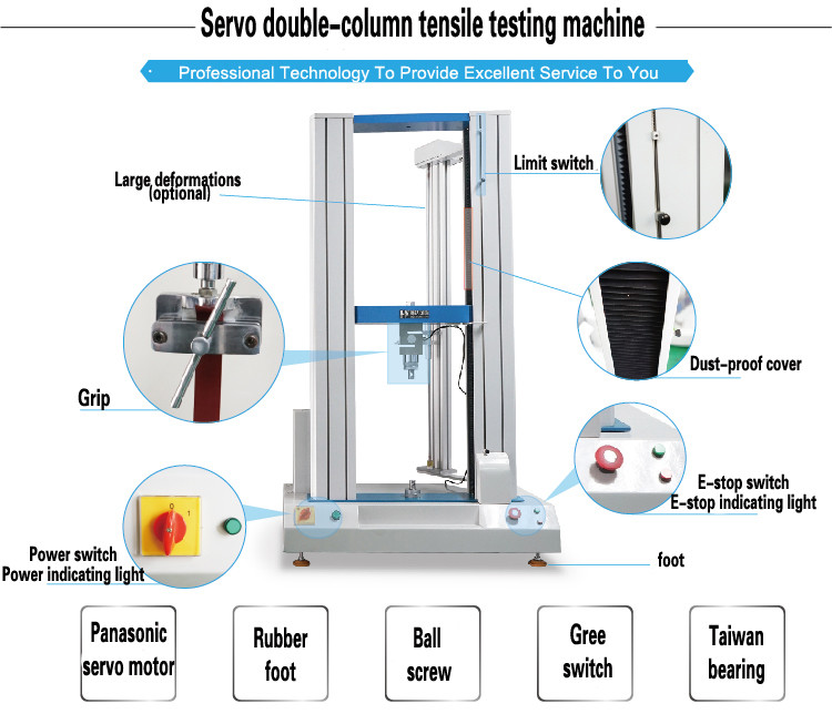 Professional Servo Motor Lab Test Machines Rubber Tensile Strength Tester Tensile Testing Machine