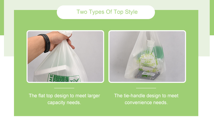 Custom Order Acceptable 100% Biodegradable T-Shirt Shopping Bag for Household Products