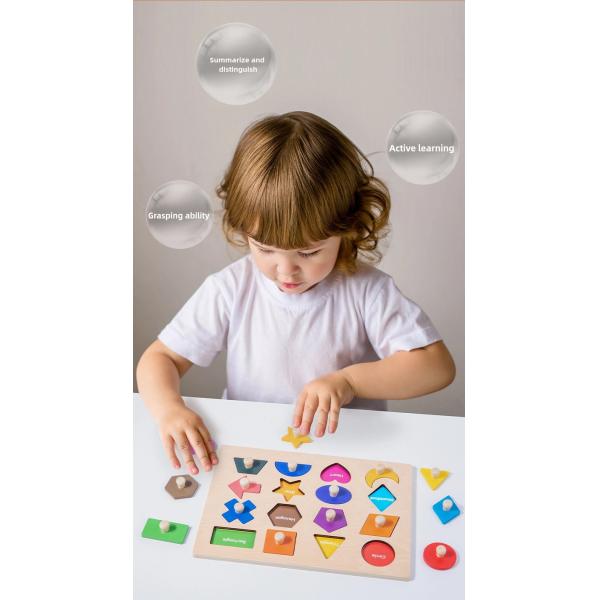 Montessori Children Wooden Magnetic 3d Shape Sorter Matching Puzzle Learning Board Educational Teaching Aids Toys for Kids