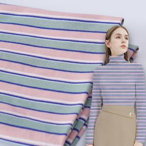 Quality 100% Cotton Double Knit Fabric , Soft Stripe Knit Fabric For Long Sleeve Clothes wholesale