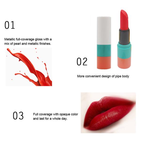 8×2cm 3C Color Herbal Matte Lip Stick Shell Long Lasting