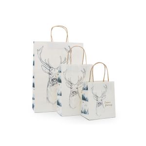 Quality Flat Bottom Fancy Christmas Wrapping Paper Bag Grossgrain Ribbon Handle wholesale