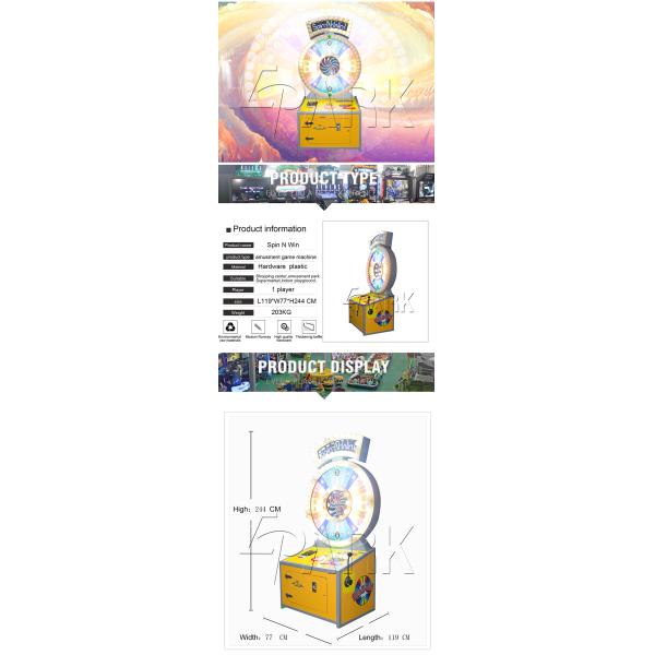 Spin N Win Lottery Redemption Equipment / Ticket Vending Machine Drop Coin Game