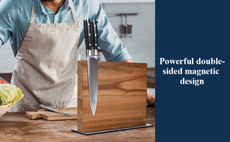 Multifunctional Wooden Magnetic Knife Block Holder With Strong Enhanced Magnets