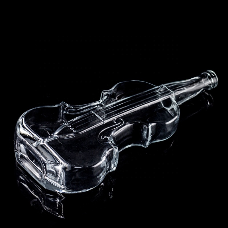 700ml Guitar Shaped Glass Bottles With Cork Cap for Clear or Customized Vodka Whisky