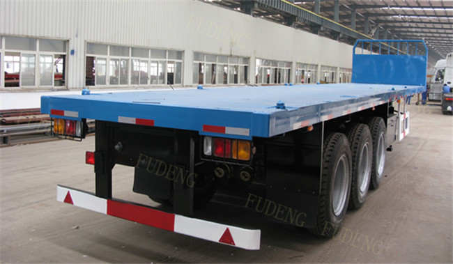 4 Axle Flatbed Semi Trailer , 40 / 20ft Container Carrying Semi Flatbed Trailers