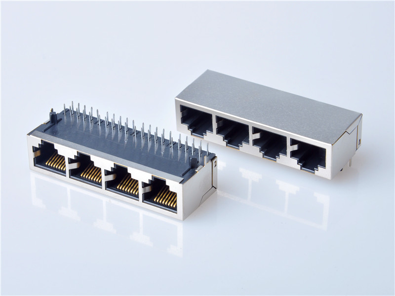 Industrial RJ45 jacks with Integrated Magnetics, 1X4，1000BASE ，HULYN