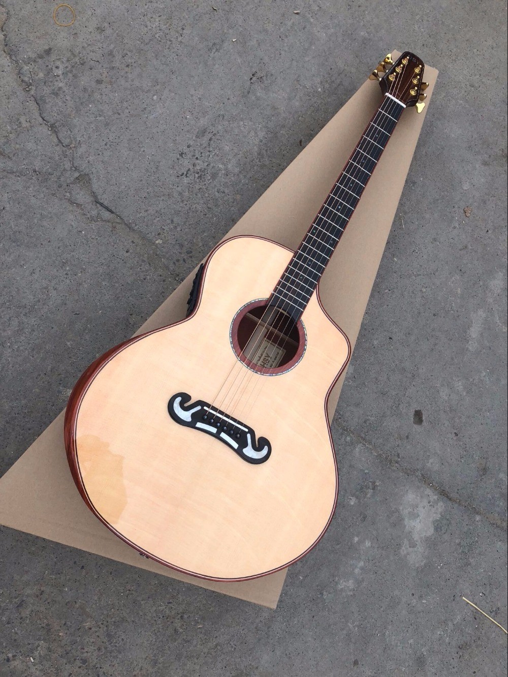 Handmade all solid wood guitar feature unique custom guitar red wood armrestsingle cut acoustic electric guitar