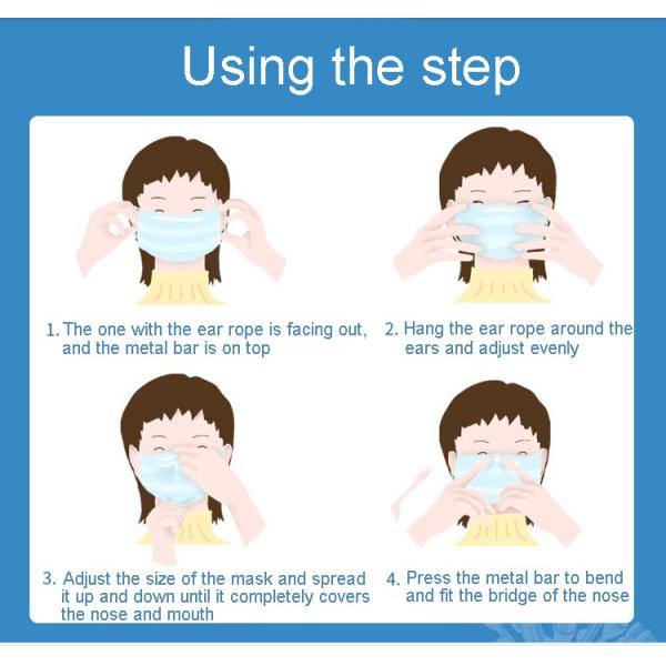 In Stock Health FDA CE Passed Shield Blue 3 ply Facial Filter Mouth Disposable Face Mask