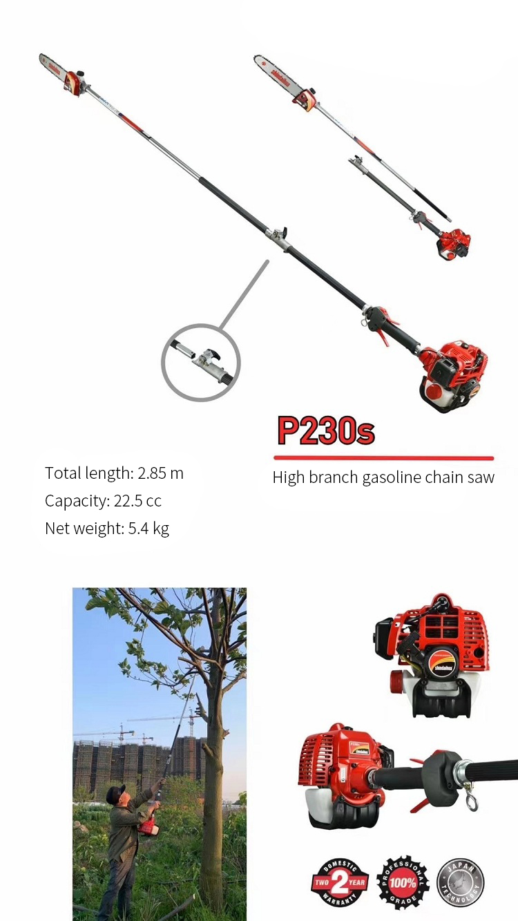 2.85m 12 Inch Gasoline Chainsaw For High Branches 22.5CC