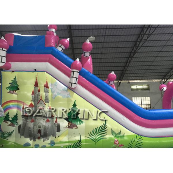 Pink Dora Cartoon Commercial Inflatable Slide With Bouncy Castle / Bouncy Slide