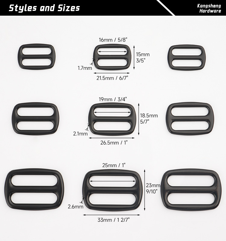 Metal Tri-Glide Slider Buckle 19mm Adjustable Straps for Handbags Customized Logo
