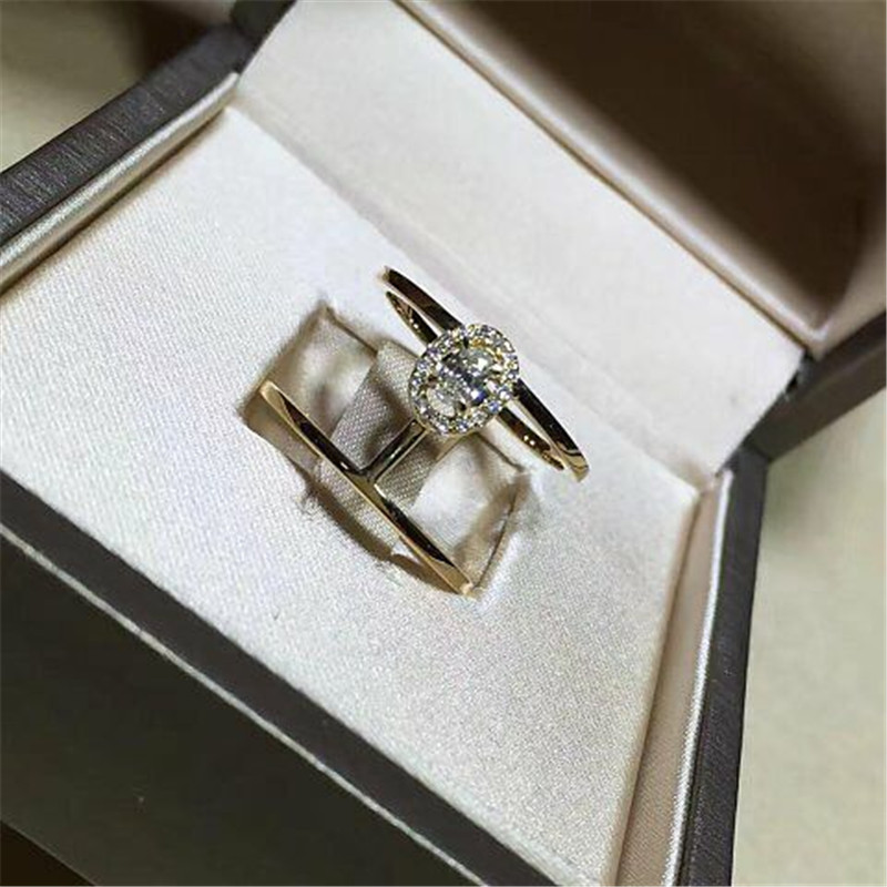 Luxury jewelry Mk diamond ring 18k white gold yellow gold rose gold diamond ring Real low price and high quality jewels