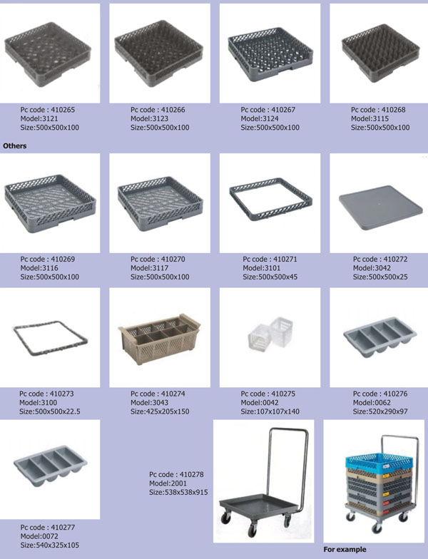 PP Compartment Glass Rack Kitchen Plate Rack For Commercial Dishwashing Machine