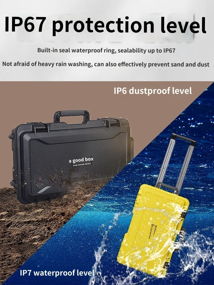 IP67 Waterproof 560x350x230mm Custom Tool Case with Pull Rod Wheel