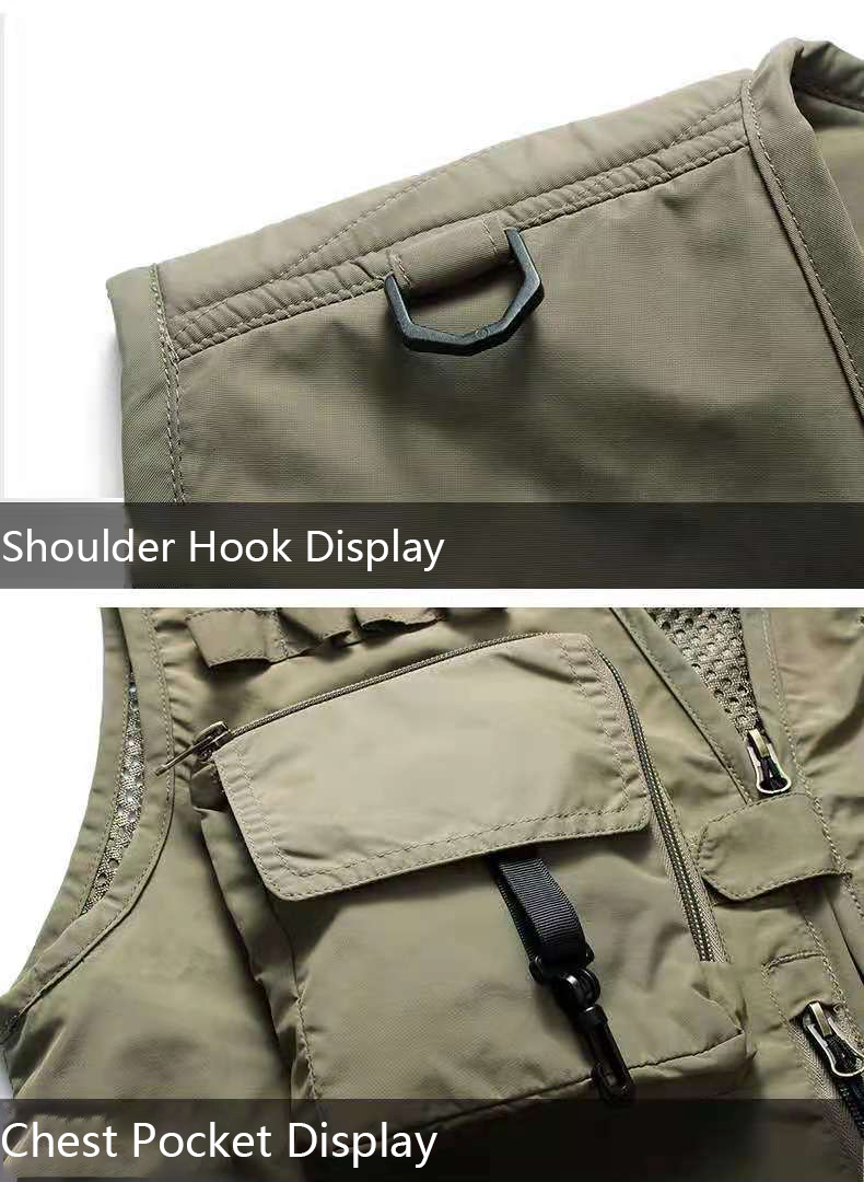 Summer Multiple Pockets Tactics Mesh Slim Utility Oversize Utility Outdoor Fishing Male Dress Sleeveless Hunting Vests for Men