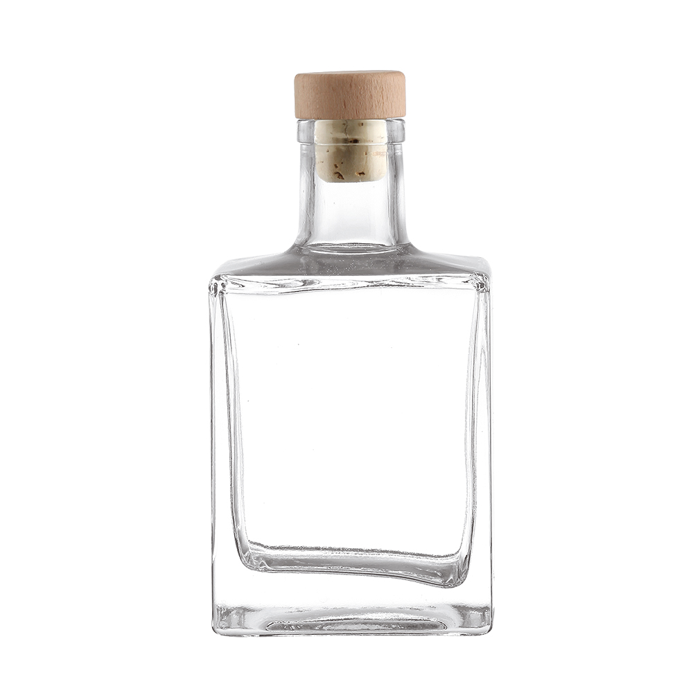 Glass Square Shape 750ml Whiskey Bottle with Decal Surface Handling