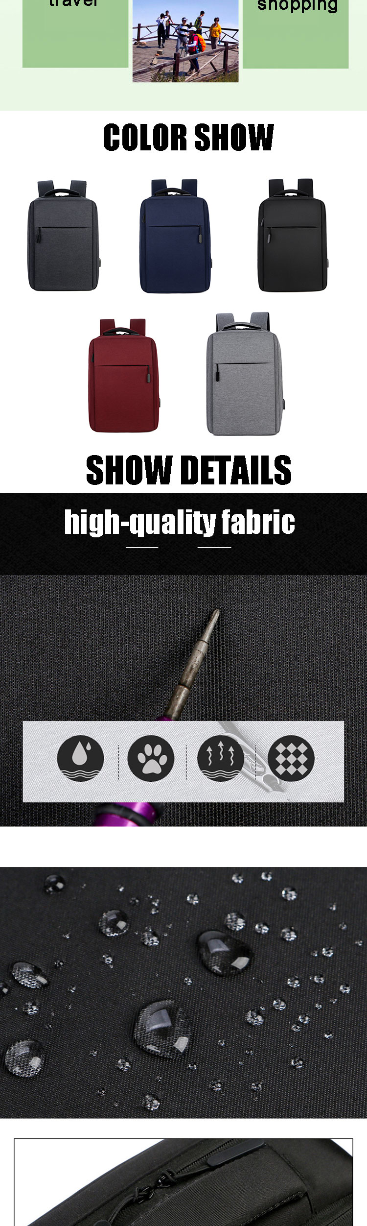 Fashion Business Mens Backpack Computer Bag Custom Logo High Capacity Wholesale