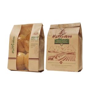 Quality Custom logo printed brown kraft paper bag bread bag wholesale