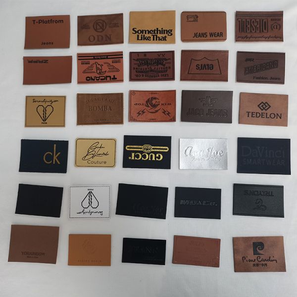 Wholesale Custom Real Leather Patches Brand Logo PU Leather Debossed Logo for Garment