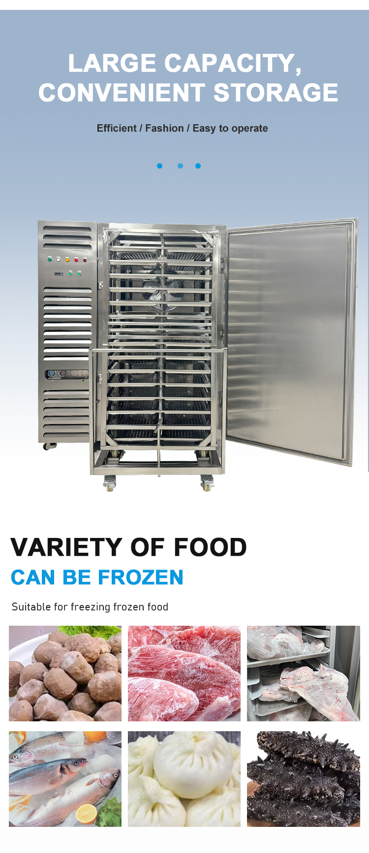 Commercial Quick Freezer Machine Single Phase Industrial Blast Freezer 15 Trays