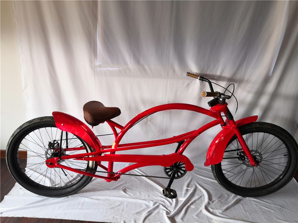 Fat Tire 26" Extended Beach Cruiser Bike with Steel Frame and Disc Brake Technology