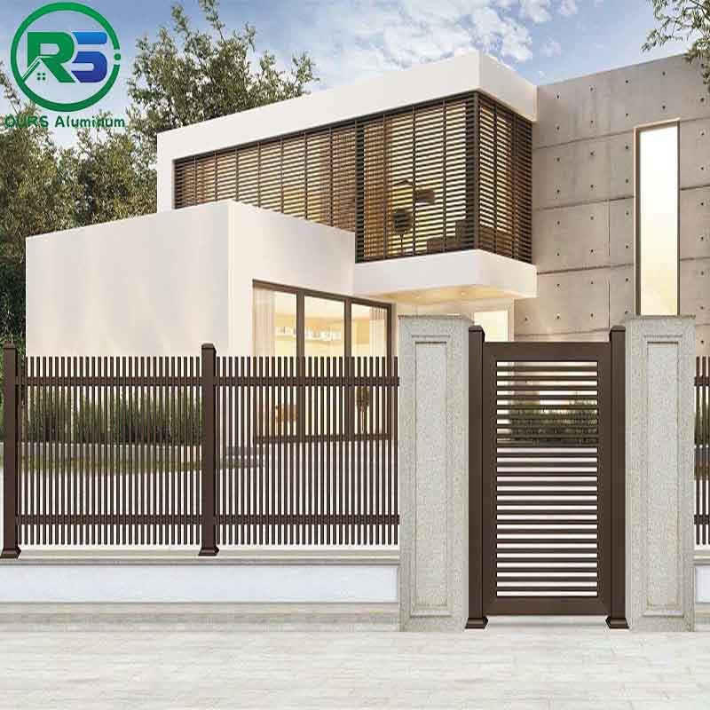 Residential Durable Contemporary Aluminum Fence PVDF Powder Coating Multiple Shapes
