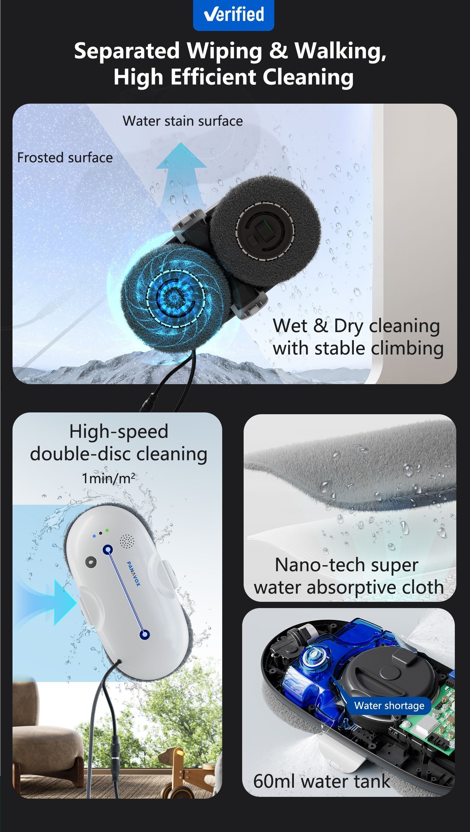 Robot window cleaner Efficient Cleaning Auto Spray Water Robots cleaner window electric window cleaner robot