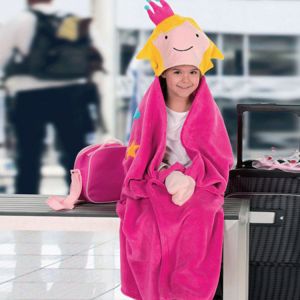 Quality Red Embroidery Flannel Hoodie Blanket Smooth Kids Animal Hooded Blanket wholesale